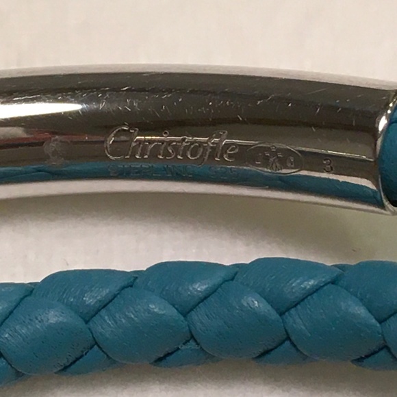 CHRISTOFLE Duo Complice Silver (925)  Leather Wrap Bracelet Turquoise Sm… - Picture 6 of 14